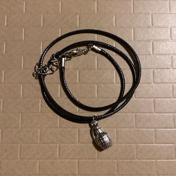 Dainty, Faux Grenade, Charm & Wax Cord, Adjustable Rope - Picture 3 of 11
